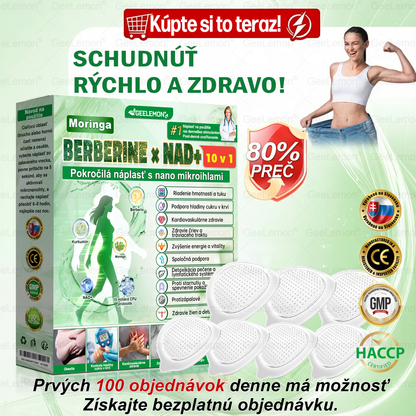 GeeLemon®🎶 Moringa · Berberín × NAD+ 10 v 1 Pokročilý Nano Mikroihličkový Náplasťový Systém ✅ (Stačí raz denne, viditeľné zmeny do 7 dní) Pri obezite, kardiovaskulárnom zdraví, cukrovke,  štítnej žľaze, zdraví čriev, problémoch s kĺbmi a ďalších