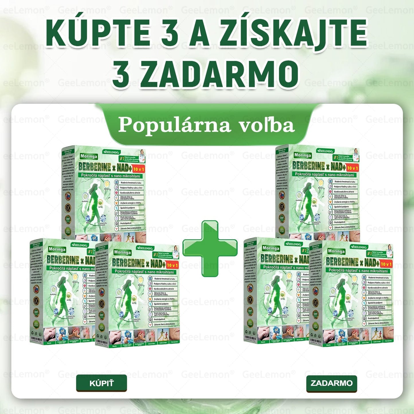 GeeLemon®🎶 Moringa · Berberín × NAD+ 10 v 1 Pokročilý Nano Mikroihličkový Náplasťový Systém ✅ (Stačí raz denne, viditeľné zmeny do 7 dní) Pri obezite, kardiovaskulárnom zdraví, cukrovke,  štítnej žľaze, zdraví čriev, problémoch s kĺbmi a ďalších