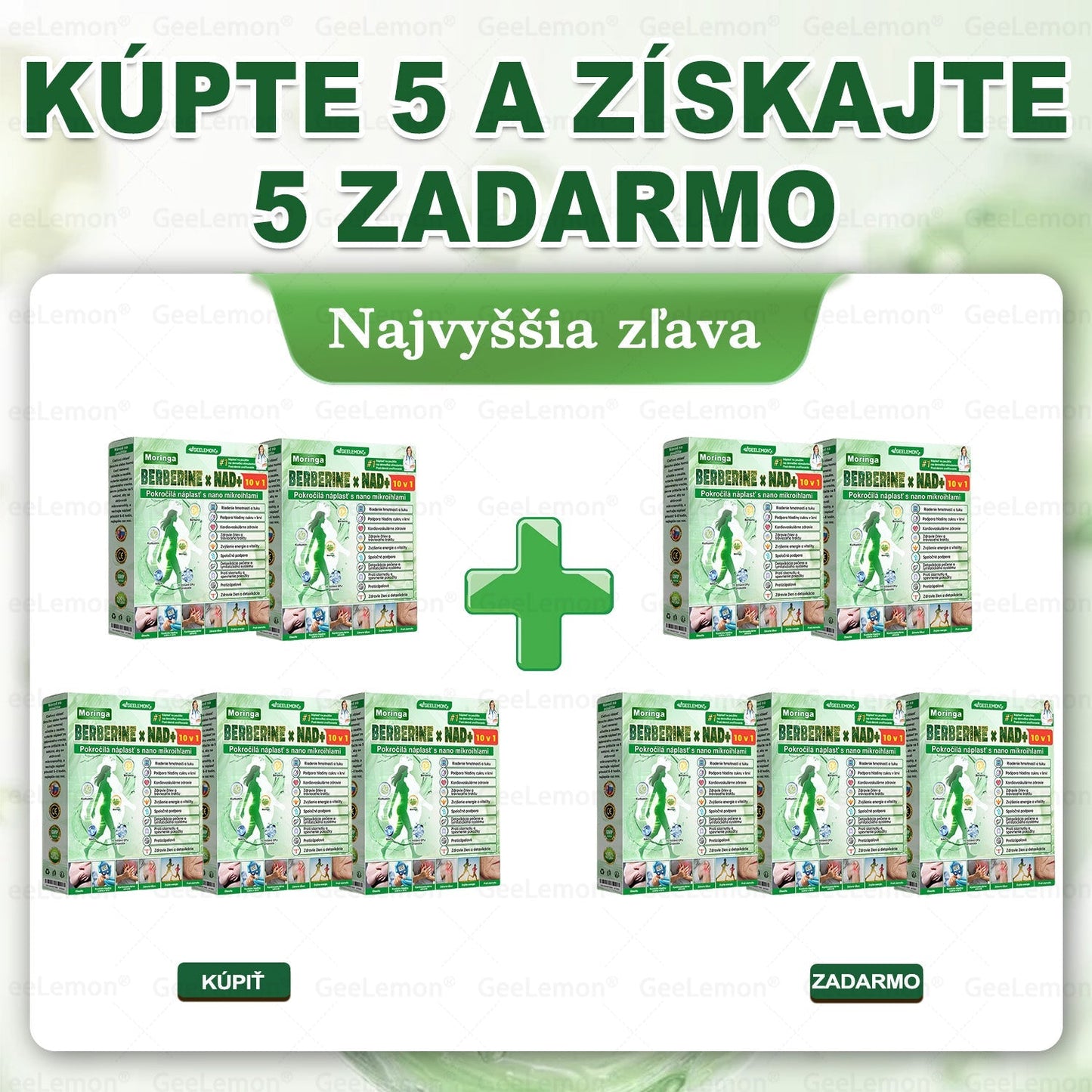 GeeLemon®🎶 Moringa · Berberín × NAD+ 10 v 1 Pokročilý Nano Mikroihličkový Náplasťový Systém ✅ (Stačí raz denne, viditeľné zmeny do 7 dní) Pri obezite, kardiovaskulárnom zdraví, cukrovke,  štítnej žľaze, zdraví čriev, problémoch s kĺbmi a ďalších