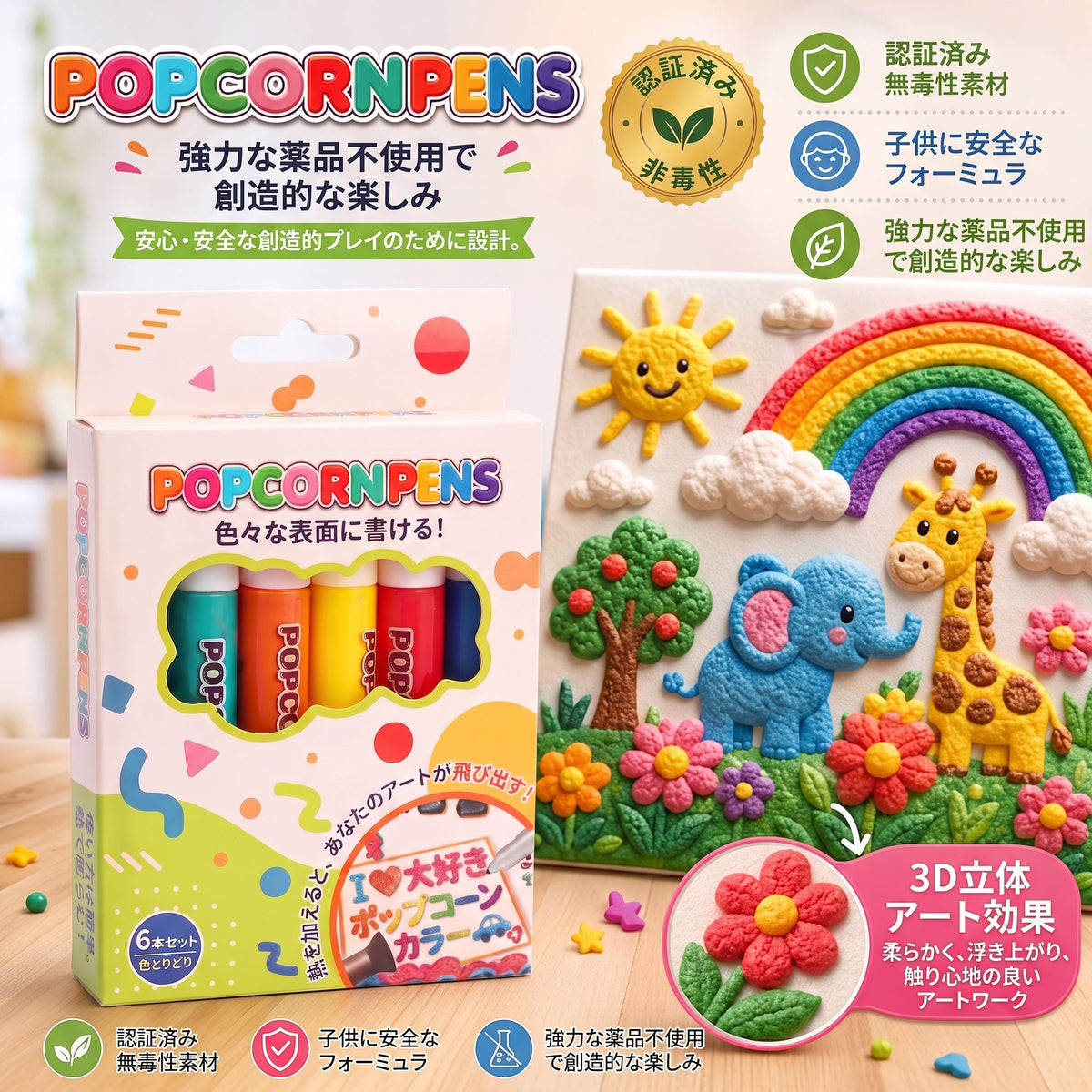 🎁FFBSI® 𝟯𝗗 立体アートペン – 平面的な絵を触って楽しめる𝟯𝗗アート作品に変身させよう ⭐