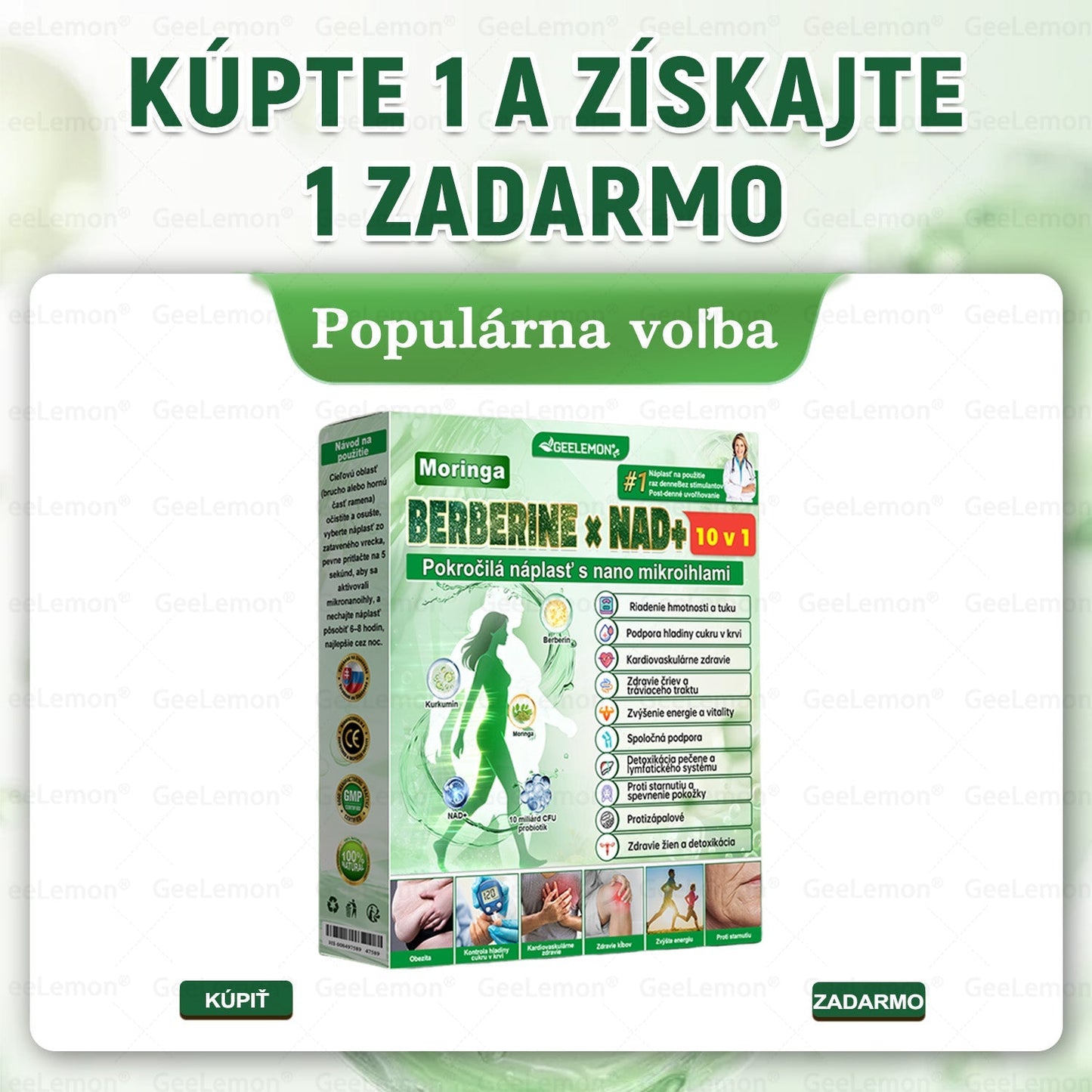 GeeLemon®🎶 Moringa · Berberín × NAD+ 10 v 1 Pokročilý Nano Mikroihličkový Náplasťový Systém ✅ (Stačí raz denne, viditeľné zmeny do 7 dní) Pri obezite, kardiovaskulárnom zdraví, cukrovke,  štítnej žľaze, zdraví čriev, problémoch s kĺbmi a ďalších